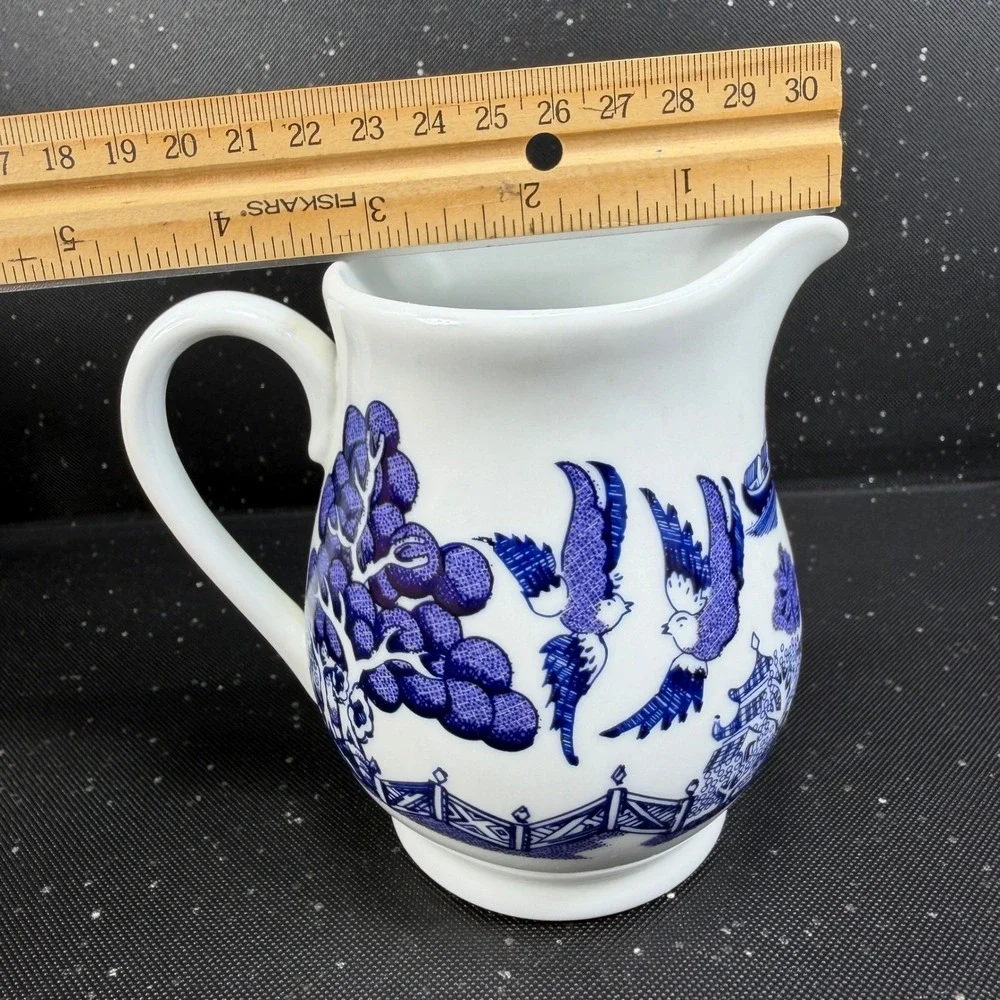 Royal Cuthbertson Blue Willow Creamer Pitcher Ceramic Cobalt White 4 inch